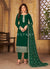 Green Traditional Embroidered Pant Style Salwar Suit
