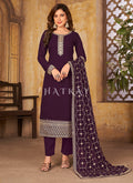 Purple Traditional Embroidered Pant Style Salwar Suit