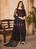 Black And Maroon Sequence Embroidered Pant Suit