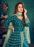 Turquoise Slit Style Anarkali  Suit In UK