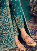 Turquoise  Slit Style Anarkali Pant Suit In UK