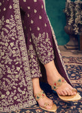 Wine Anarkali Pant Suit In USA