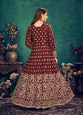 Bridal Red Slit Style Anarkali Suit In Germany