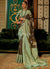 Brown And Green Zari Weaved Handloom Silk Saree