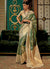 Green And Beige Zari Weaved Handloom Silk Saree