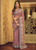 Purple Sequence Printed Georgette Saree