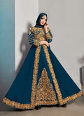 Turquoise Embroidered Designer Anarkali Suit