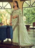 Light Green Sequence Printed Georgette Saree