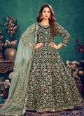 Dark Green Zari Embellished Wedding Anarkali Suit