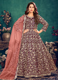 Maroon Zari Embellished Wedding Anarkali Suit In Germany