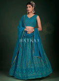 Turquoise Sequence Embroidery Traditional Lehenga Choli