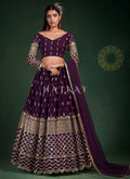 Purple Mirror Work Embroidery Traditional Lehenga Choli