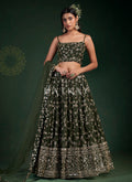 Mehendi Green Mirror Work Embroidery Traditional Lehenga Choli