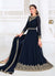 Navy Blue Traditional Zari Embroidered Slit Style Pant Suit