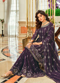 Purple Sequence Georgette Gharara Suit