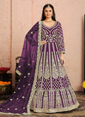 Royal Purple Golden Zari Embellished Designer Anarkali Suit