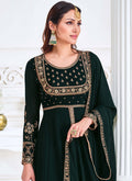 Green Embroidered Slit Style Pant Suit In Canada