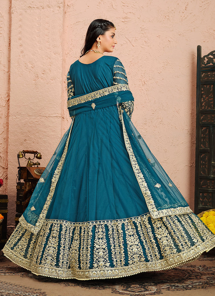 Blue Designer Anarkali Suit In UK