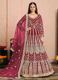Hot Pink Golden Zari Embellished Designer Anarkali Suit