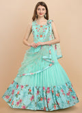 Mint Green Embroidered Shaded Georgette Anarkali Gown