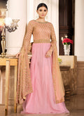 Pink Golden Zari Embroidered Designer Anarkali Suit