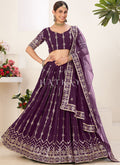 Purple Sequence Embroidery Georgette Lehenga Choli 
