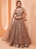 Rose Gold Designer Embroidered Slit Style Anarkali