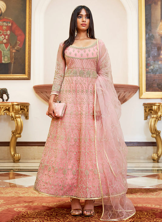 Light Pink Embellished Anarkali Suit