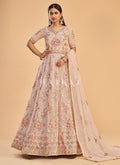 Baby Pink Multi Embroidered Partywear Anarkali Suit