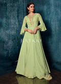 Green Multi Embroidered Designer Gown