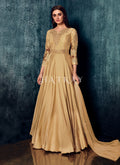 Golden Yellow Zari Embroidered Designer Gown