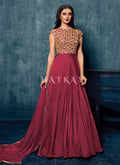Magenta Sequence Embroidered Designer Gown