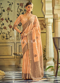 Buy Saree USA | Orange Copper Zari Embellished Tissue Silk Saree