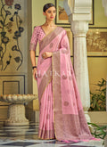 Buy Saree USA | Pink Copper Zari Embellished Tissue Silk Saree