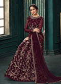 Wine Anarkali Suit In USA