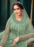 Green Embroidered Designer Indian Anarkali Suit In UK