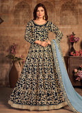 Blue Two Tone Zari Embellished Wedding Anarkali Suit
