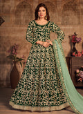 Green Two Tone Zari Embellished Wedding Anarkali Suit