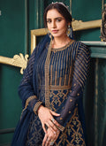 Navy Blue Embroidered Designer Indian Anarkali Suit In USA
