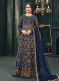 Navy Blue Traditional Embroidered Designer Indian Anarkali Suit