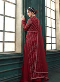 Red Layered Indian Anarkali Suit In UK