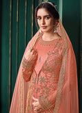Peach Traditional Jacket Style Pant Suit In Germany