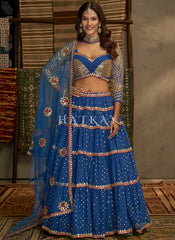 Blue Embroidery Traditional Georgette Lehenga Choli