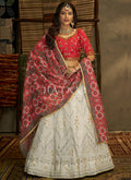 Off White And Red Embroidery Traditional Georgette Lehenga Choli