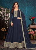 Navy Blue Georgette Anarkali Suit