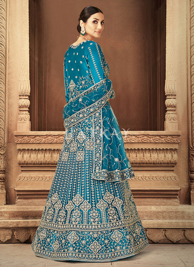 Sky blue colour shops anarkali