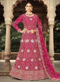 Hot Pink Embroidered Net Anarkali Suit