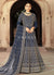Navy Blue Embroidered Net Anarkali Suit