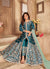 Turquoise Embroidery Slit Style Anarkali Pant Suit 