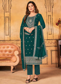 Turquoise Sequence Embroidery Pakistani Pant Suit